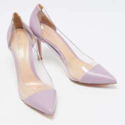 Pre Owned Gianvito Rossi Purple Leather and PVC Plexi Pumps Size 40