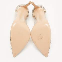 Pre Owned Gianvito Rossi Two Tone Python and PVC Plexi Pumps Size 38.5