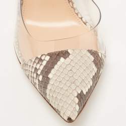 Pre Owned Gianvito Rossi Two Tone Python and PVC Plexi Pumps Size 38.5