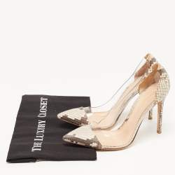 Pre Owned Gianvito Rossi Two Tone Python and PVC Plexi Pumps Size 38.5