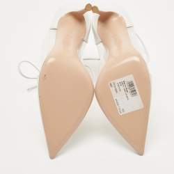 Pre Owned Gianvito Rossi White Leather and PVC Icon Ankle Booties Size 38.5