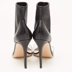 Pre Owned Gianvito Rossi Black Leather and PVC Ankle Cuff Sandals Size 38