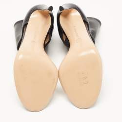 Pre Owned Gianvito Rossi Black Leather and PVC Ankle Cuff Sandals Size 38