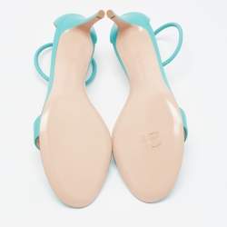 Pre Owned Gianvito Rossi Blue Leather Ankle Strap Sandals Size 39.5