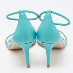 Pre Owned Gianvito Rossi Blue Leather Ankle Strap Sandals Size 39.5