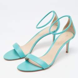 Pre Owned Gianvito Rossi Blue Leather Ankle Strap Sandals Size 39.5