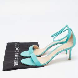 Pre Owned Gianvito Rossi Blue Leather Ankle Strap Sandals Size 39.5