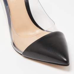 Pre Owned Gianvito Rossi Black Leather and PVC Plexi Pumps Size 39