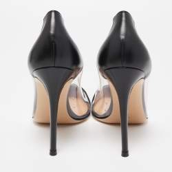 Pre Owned Gianvito Rossi Black Leather and PVC Plexi Pumps Size 39