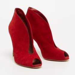 Pre Owned Gianvito Rossi Red Suede Vamp Pumps Size 38