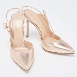 Pre Owned Gianvito Rossi Gold Leather Irene Pumps Size 39.5