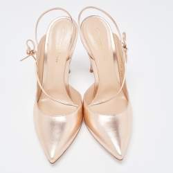 Pre Owned Gianvito Rossi Gold Leather Irene Pumps Size 39.5