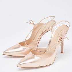 Pre Owned Gianvito Rossi Gold Leather Irene Pumps Size 39.5