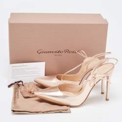 Pre Owned Gianvito Rossi Gold Leather Irene Pumps Size 39.5