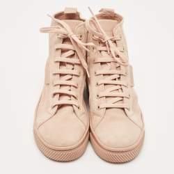 Pre Owned Gianvito Rossi Pink Suede High Top Sneakers Size 36.5