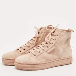 Pre Owned Gianvito Rossi Pink Suede High Top Sneakers Size 36.5