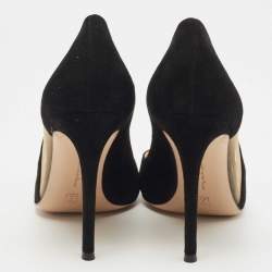 Pre Owned Gianvito Rossi Black Suede and Mesh Pointed Toe Pumps Size 39.5