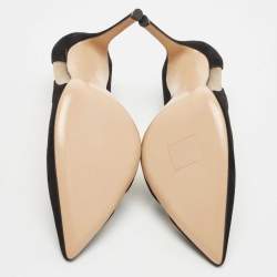 Pre Owned Gianvito Rossi Black Suede and Mesh Pointed Toe Pumps Size 39.5