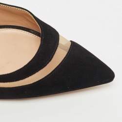 Pre Owned Gianvito Rossi Black Suede and Mesh Pointed Toe Pumps Size 39.5