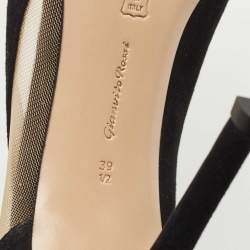 Pre Owned Gianvito Rossi Black Suede and Mesh Pointed Toe Pumps Size 39.5