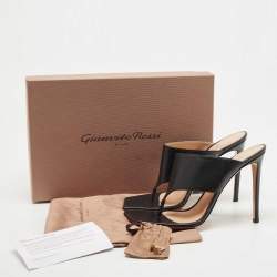 Gianvito Rossi Black Leather Thong Slide Sandals Size 39.5