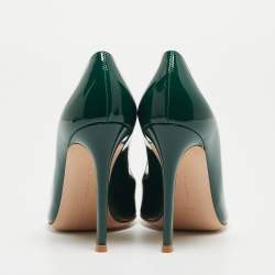 Pre Owned Gianvito Rossi Dark Green Patent Leather Pointed Toe Pumps Size 38