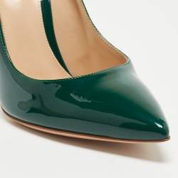 Pre Owned Gianvito Rossi Dark Green Patent Leather Pointed Toe Pumps Size 38