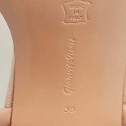 Pre Owned Gianvito Rossi Light Pink Leather Block Heel Ankle Strap Sandals Size 38