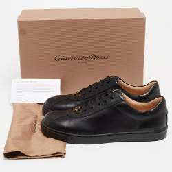 Gianvito Rossi Black Leather Low Top Sneakers Size 38.5 