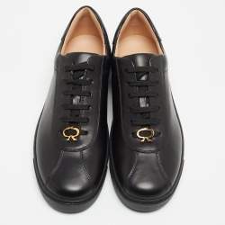Gianvito Rossi Black Leather Low Top Sneakers Size 38.5 