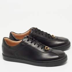 Gianvito Rossi Black Leather Low Top Sneakers Size 38.5 