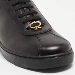 Gianvito Rossi Black Leather Low Top Sneakers Size 38.5 