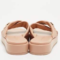 Gianvito Rossi Beige Leather Alima  Flat Slides Size 37.5