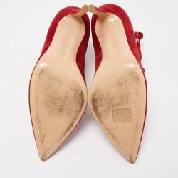 Pre Owned Gianvito Rossi Red Suede Marquis Strappy Pumps Size 39.5