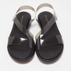 Pre Owned Gianvito Rossi Black PVC Metropolis Sandals Size 36