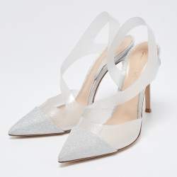 Pre Owned Gianvito Rossi Silver Glitter and PVC Pumps Size 38