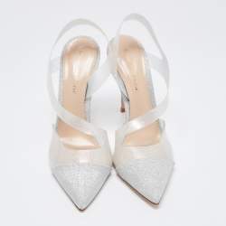 Pre Owned Gianvito Rossi Silver Glitter and PVC Pumps Size 38