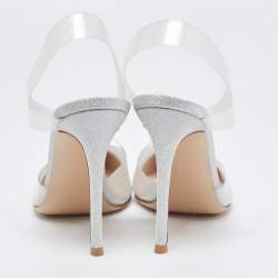 Pre Owned Gianvito Rossi Silver Glitter and PVC Pumps Size 38