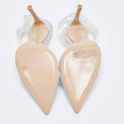 Pre Owned Gianvito Rossi Silver Glitter and PVC Pumps Size 38