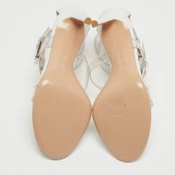 Pre Owned Gianvito Rossi White Leather and PVC Ankle Strap Sandals Size 39