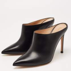 Gianvito Rossi Black Leather Pointed Toe Mules Size 38