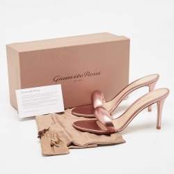 Pre Owned Gianvito Rossi Metallic Pink Leather Bijoux Slides Size 39