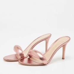 Pre Owned Gianvito Rossi Metallic Pink Leather Bijoux Slides Size 39