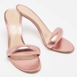 Pre Owned Gianvito Rossi Metallic Pink Leather Bijoux Slides Size 39