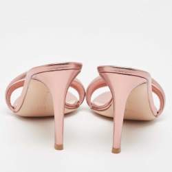 Pre Owned Gianvito Rossi Metallic Pink Leather Bijoux Slides Size 39