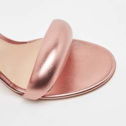Pre Owned Gianvito Rossi Metallic Pink Leather Bijoux Slides Size 39