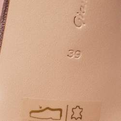 Pre Owned Gianvito Rossi Metallic Pink Leather Bijoux Slides Size 39