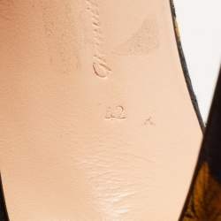 Pre Owned Gianvito Rossi Black/Yellow Jacquard Fabric Ankle Strap Open Toe Sandals Size 42