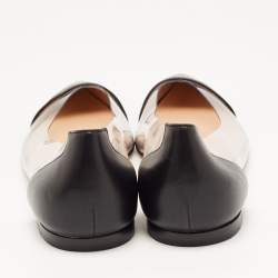 Pre Owned Gianvito Rossi Black Leather and PVC Plexi Ballet Flats Size 40.5
