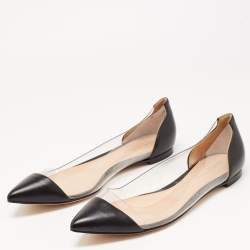 Pre Owned Gianvito Rossi Black Leather and PVC Plexi Ballet Flats Size 40.5